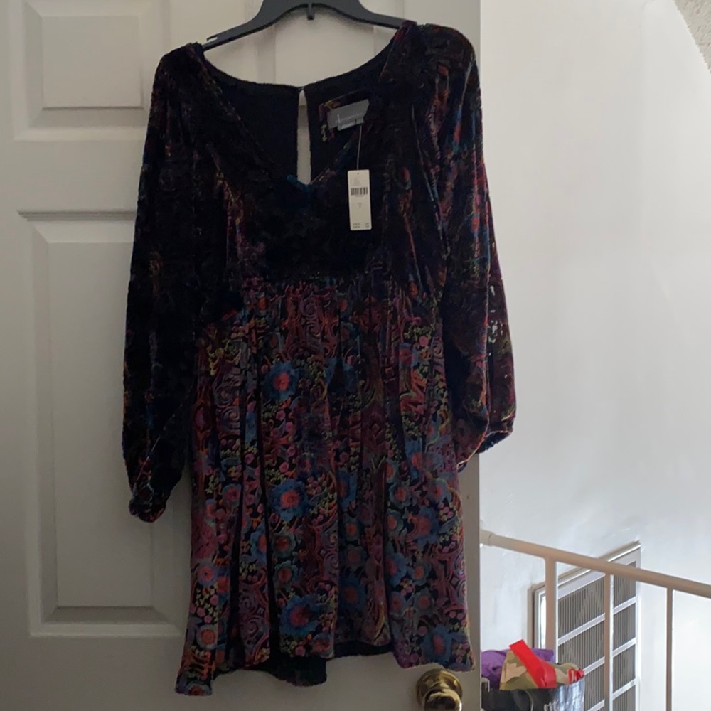 Anthropologie baby doll velour dress